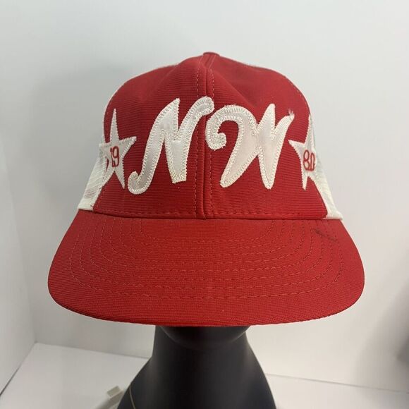Vtg NW 1980 Trucker Hat L/XL Red Trucker Mesh Back Cap Embroidered Made USA READ - Picture 1 of 6